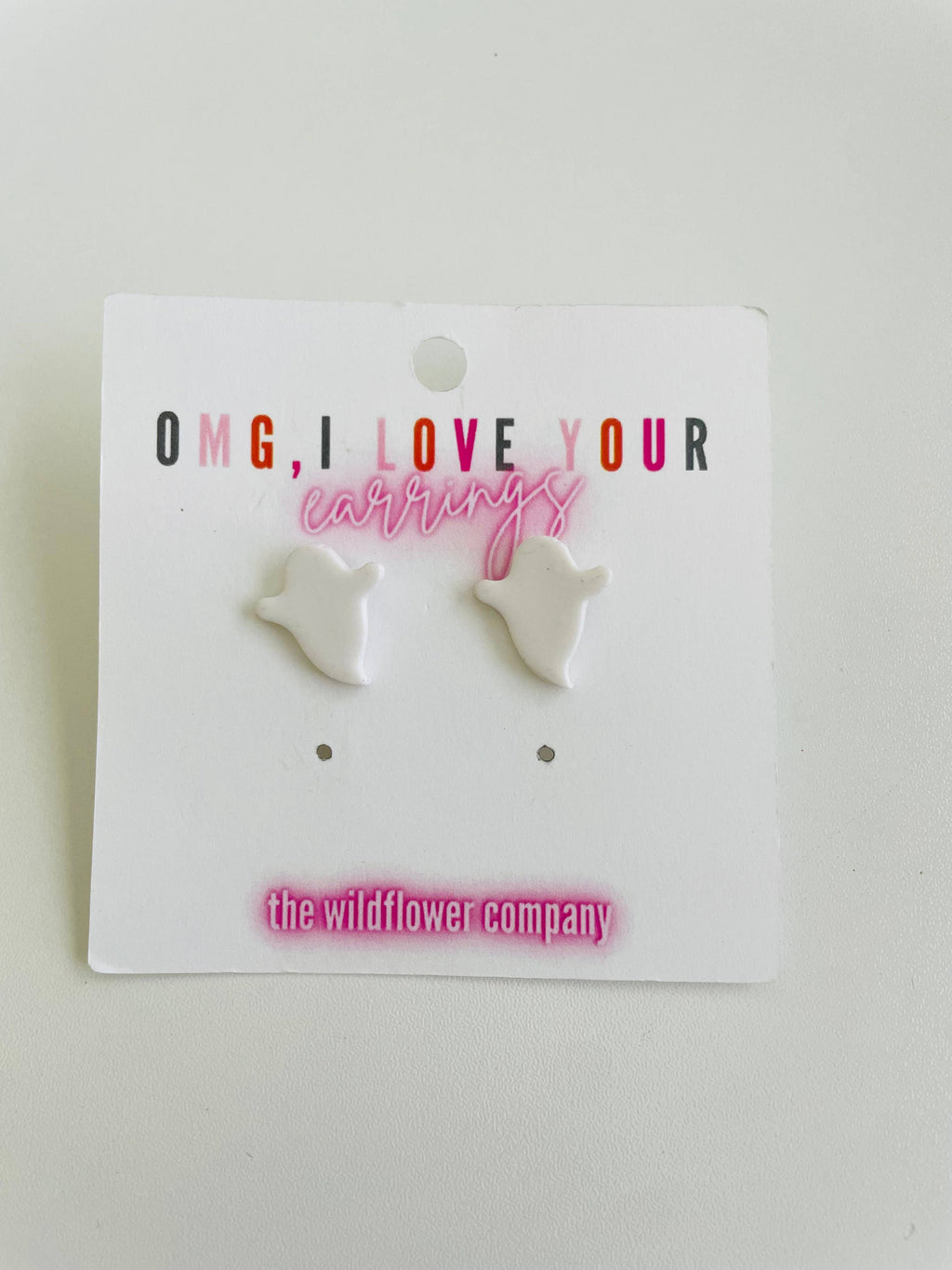 Handmade Clay Ghost Stud Earrings