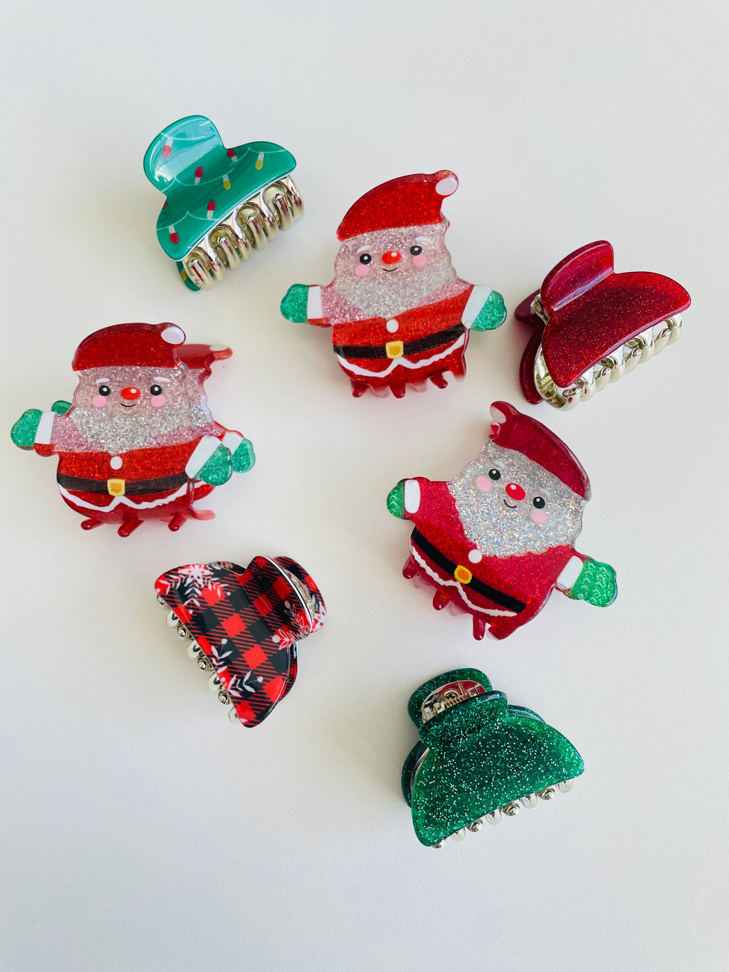 Mini Christmas Hair Claw Clips Pack of 7
