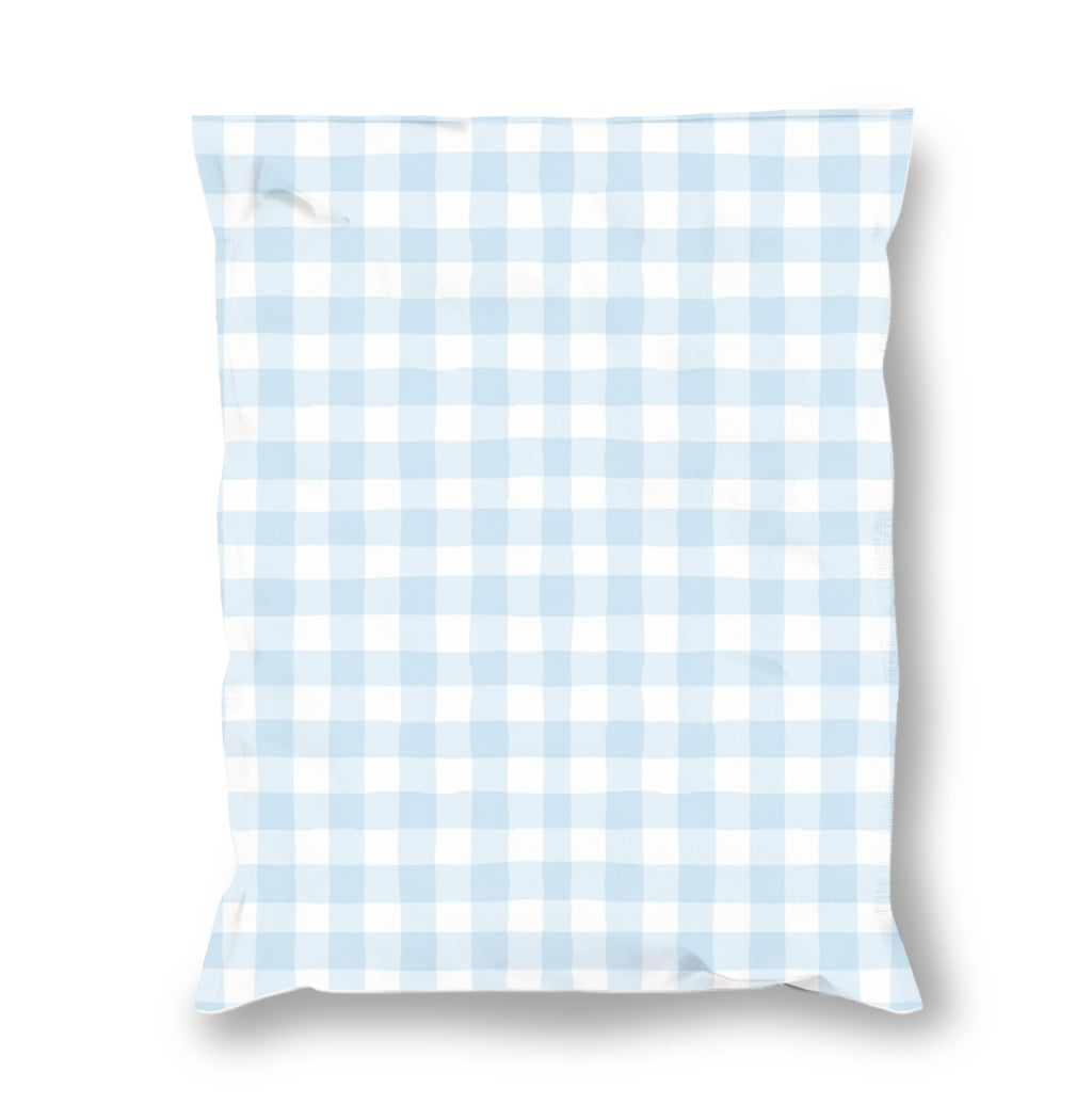Blue Wavy Gingham Poly Mailers- 10x13 Shipping Bags