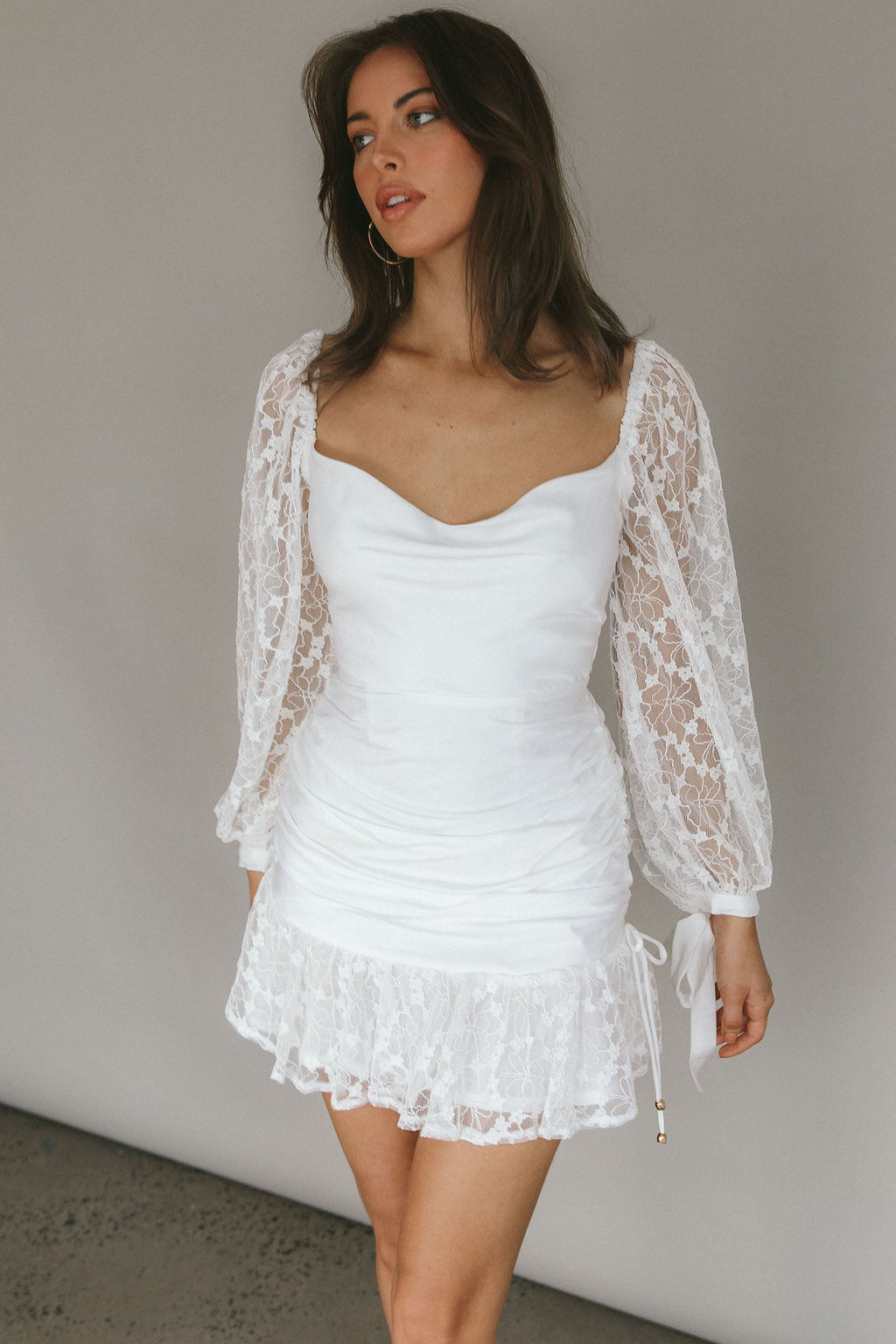 Cowl Neck Lace Dress